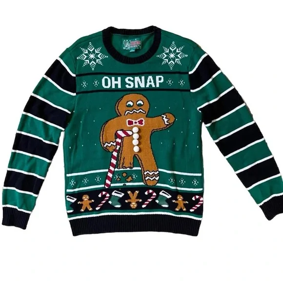 Ugly Christmas Sweater Green and Black Crewneck - Picture 1 of 4